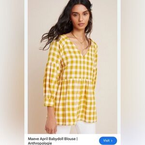 Maeve babydoll plaid blouse size small cottagecore peasant feminine boho dainty